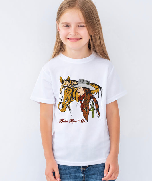 Cowgirl & Her Horse Coloured Youth Tee