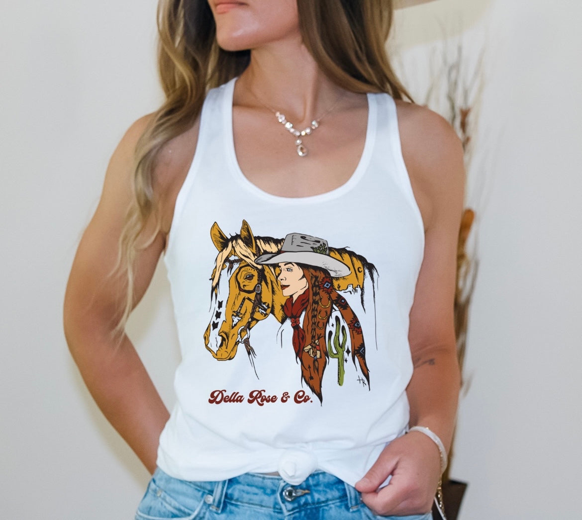Cowgirl & Her Horse Tank
