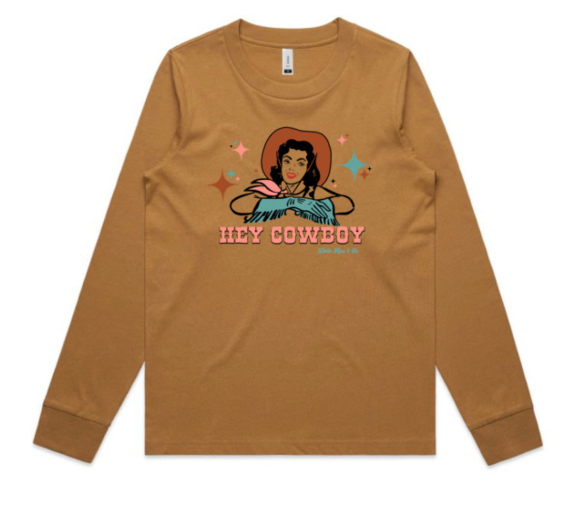 Hey Cowboy L/Sleeve Tee