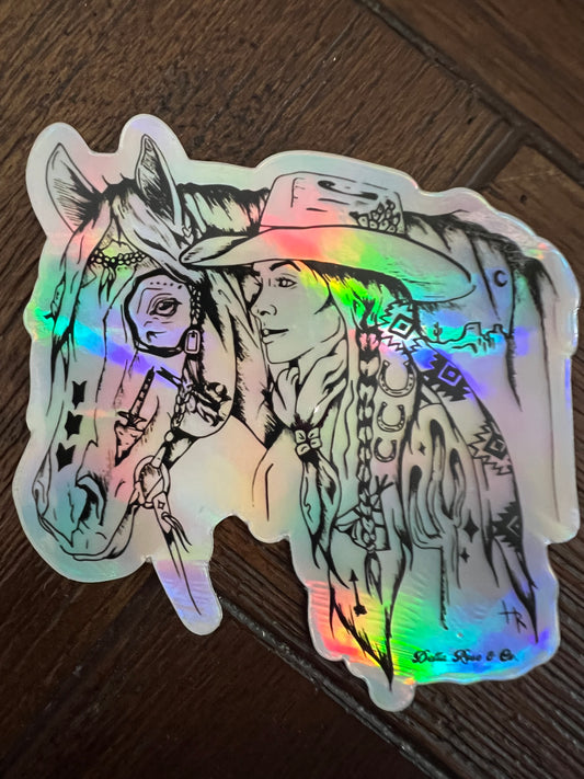 Horse & Cowgirl Sticker