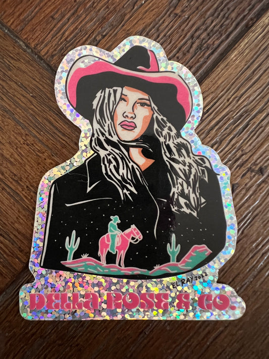 Desert Cowgirl Glitter Sticker