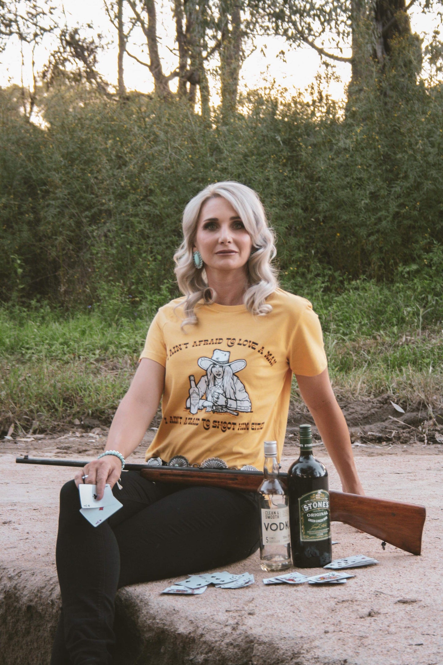 Annie Oakley Mustard Tee